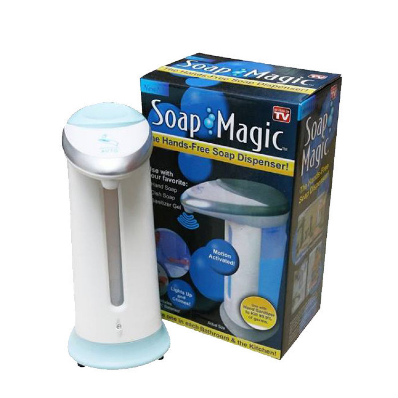 Сенсорный дозатор для мыла Soap Magic, мыльница на батарейках сенсорная, белая фото - 1