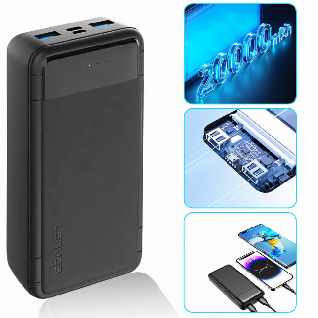 Внешний аккумулятор LENYES PX-233 20000 мАч, Power bank мини c LED индикатором, реальная емкость