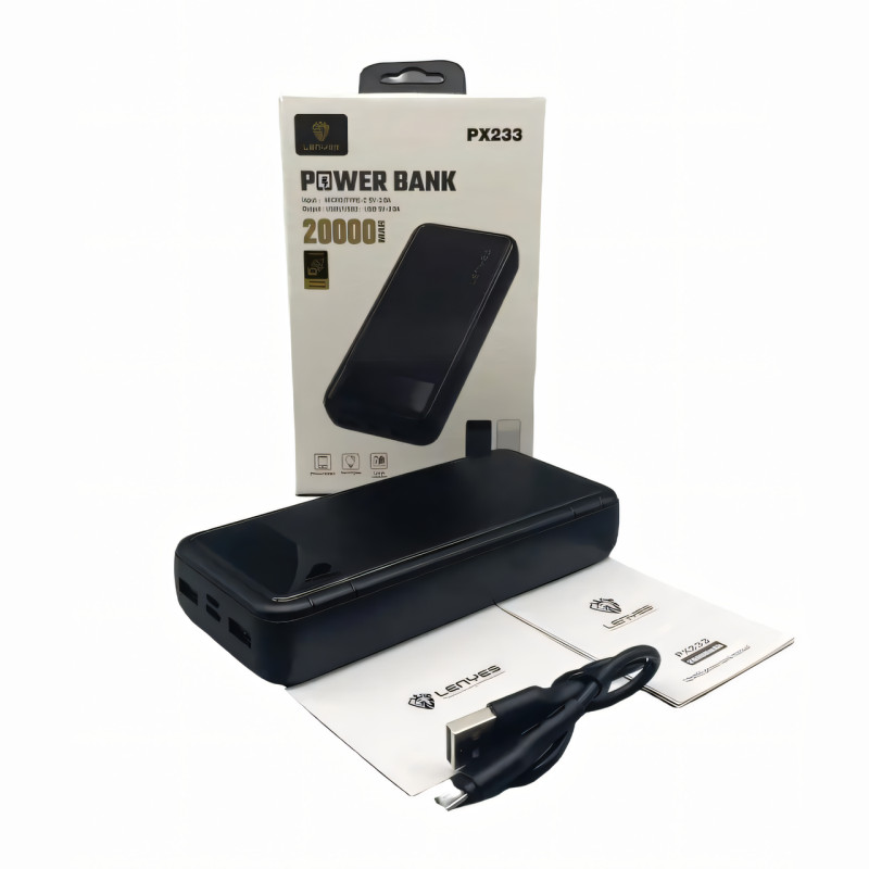 Внешний аккумулятор LENYES PX-233 20000 мАч, Power bank мини c LED индикатором, реальная емкость фото - 7