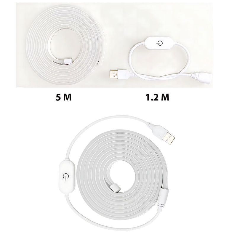 Гнучка неонова стрічка 5 м USB з димером MA573, IP65, теплий білий 2800-3500 K, світлодіодна LED-підсвітка фото - 6