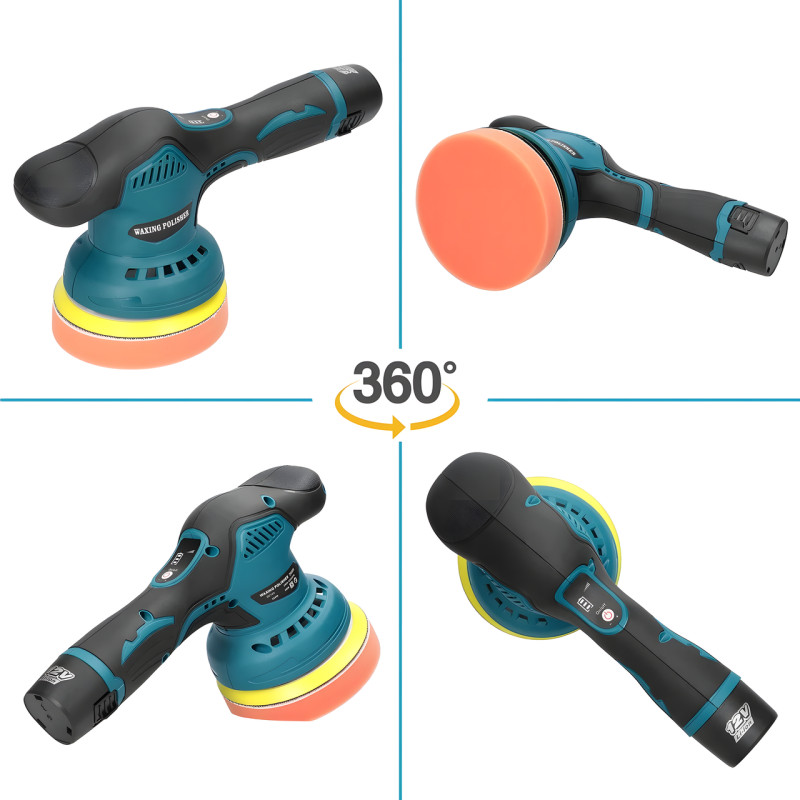 Полировальная машинка Waxing Polisher YK49 аккумуляторная с насадками 1250W, Шлифовальная машинка фото - 5