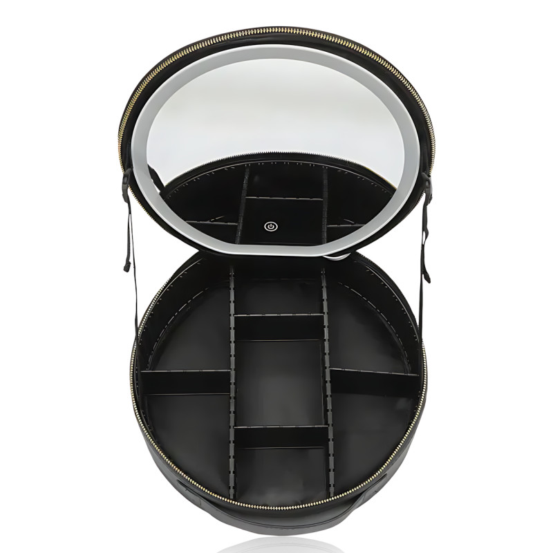 Органайзер для косметики NiceLand Sharon с LED-зеркалом и подсветкой, аккумулятором, черный фото - 5