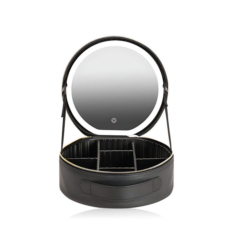 Органайзер для косметики NiceLand Sharon с LED-зеркалом и подсветкой, аккумулятором, черный фото - 2