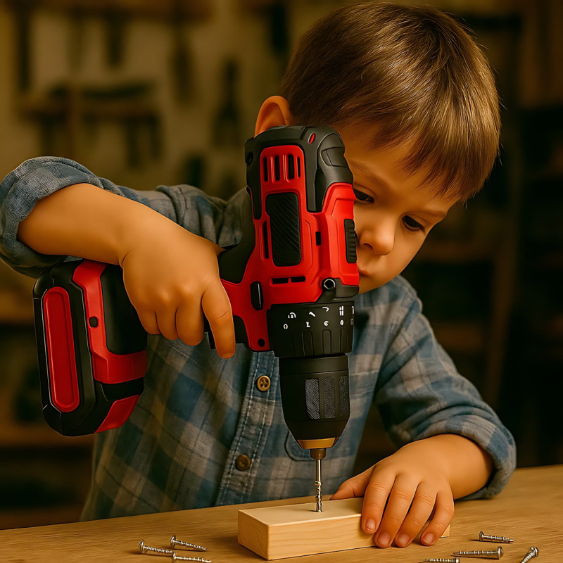 Аккумуляторный шуруповерт 24V MA751 RED с набором инструментов, 2 аккумулятора Li-Ion 1.3Ah, 2 скорости, кейс, биты, сверла, голов фото - 10