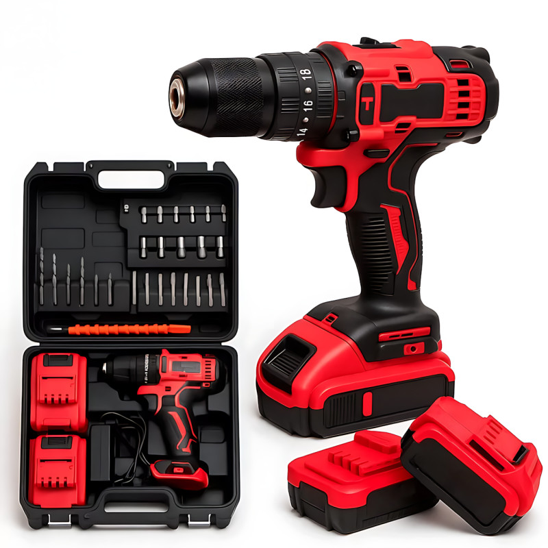 Аккумуляторный шуруповерт 24V MA751 RED с набором инструментов, 2 аккумулятора Li-Ion 1.3Ah, 2 скорости, кейс, биты, сверла, голов фото - 8