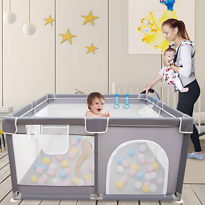 Детский манеж 180×120 см с мягким дном, защитной сеткой, складной игровой центр для малышей от 6 мес. до 3 лет фото - 6
