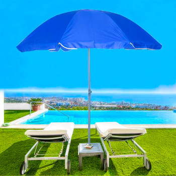 Складна пляжна парасолька з телескопічною ніжкою Umbrella Travel Pro, купол 2 метри, однотонний