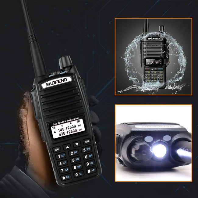 Рация Baofeng UV-9R Plus (IP67, 8 Вт, Dual Band, 2800 мАч, фонарик, FM-радио, III режима мощности)