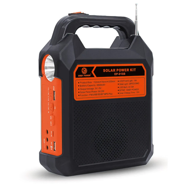 Портативна сонячна система EasyPower EP-0188, 4500 мА/год, з функцією повербанк і виносними лампочками фото - 3