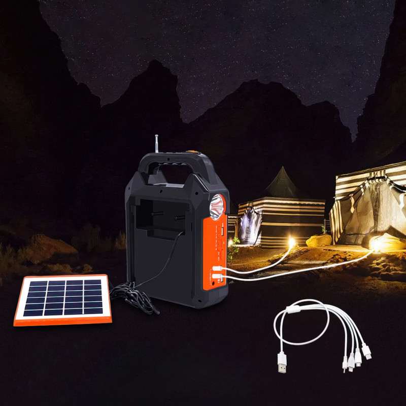 Портативна сонячна система EasyPower EP-0188, 4500 мА/год, з функцією повербанк і виносними лампочками фото - 4