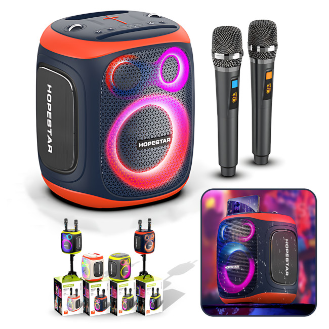 Бездротова Bluetooth-колонка Hopestar Party 130, 120 Вт, 22000 мА·год, 2 мікрофони, караоке, TWS, LED, IPX5