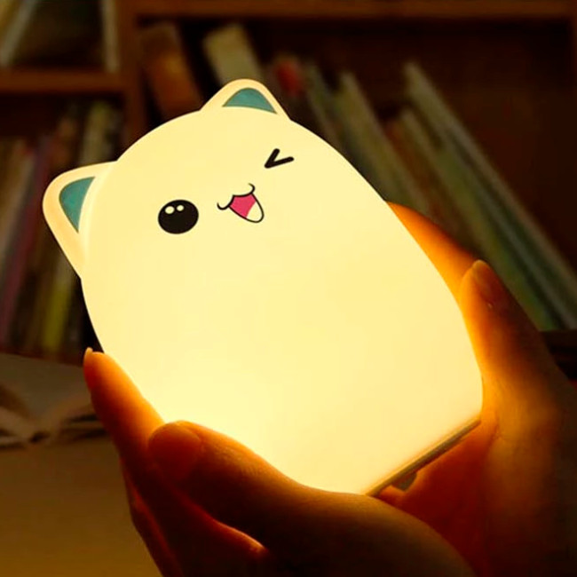 Нічний світильник силіконовий Котик Sleep Lamp 7 режимів