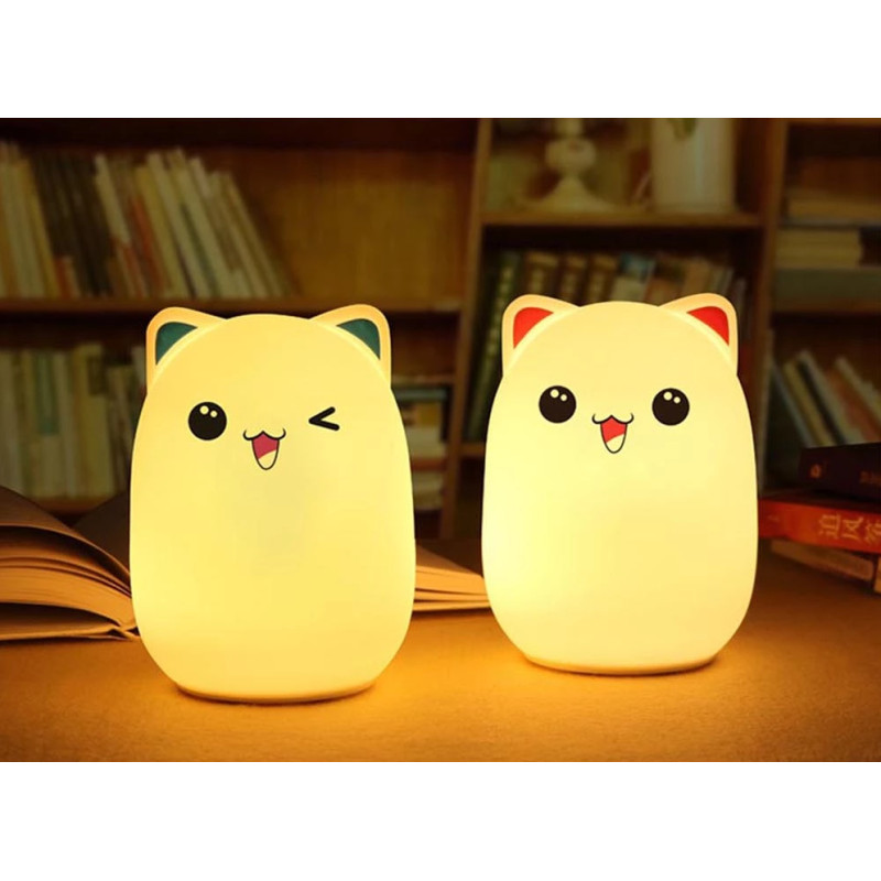 Нічний світильник силіконовий Котик Sleep Lamp 7 режимів фото - 4