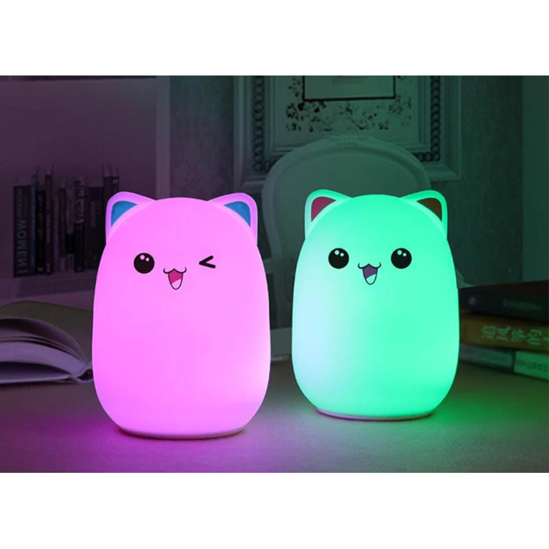 Нічний світильник силіконовий Котик Sleep Lamp 7 режимів фото - 5