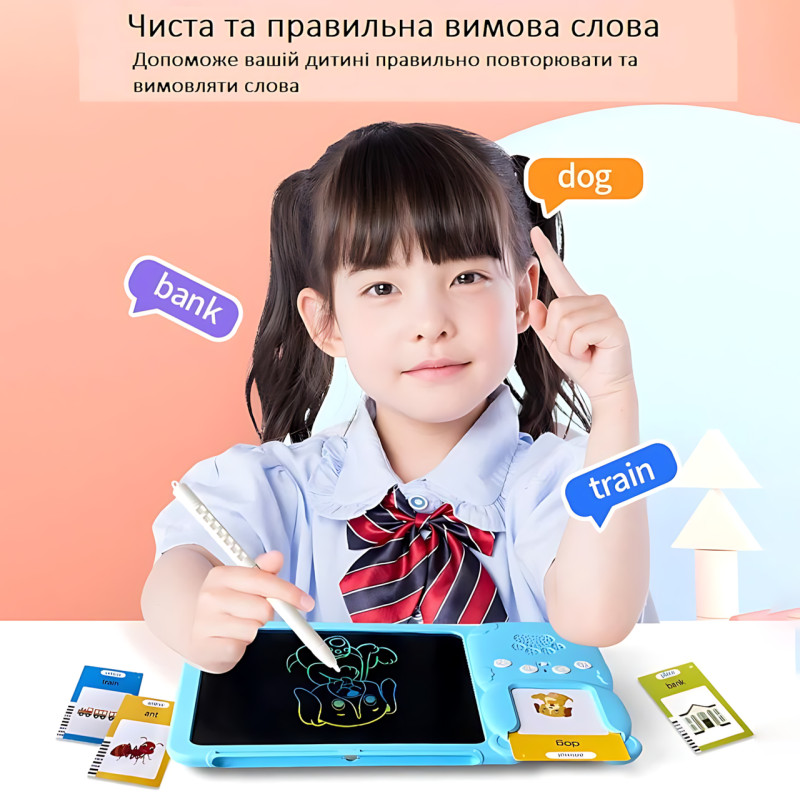 Планшет интерактивный ART-0279 для изучения английского языка с LCD доской для рисования 255 карточек 510 слов фото - 6