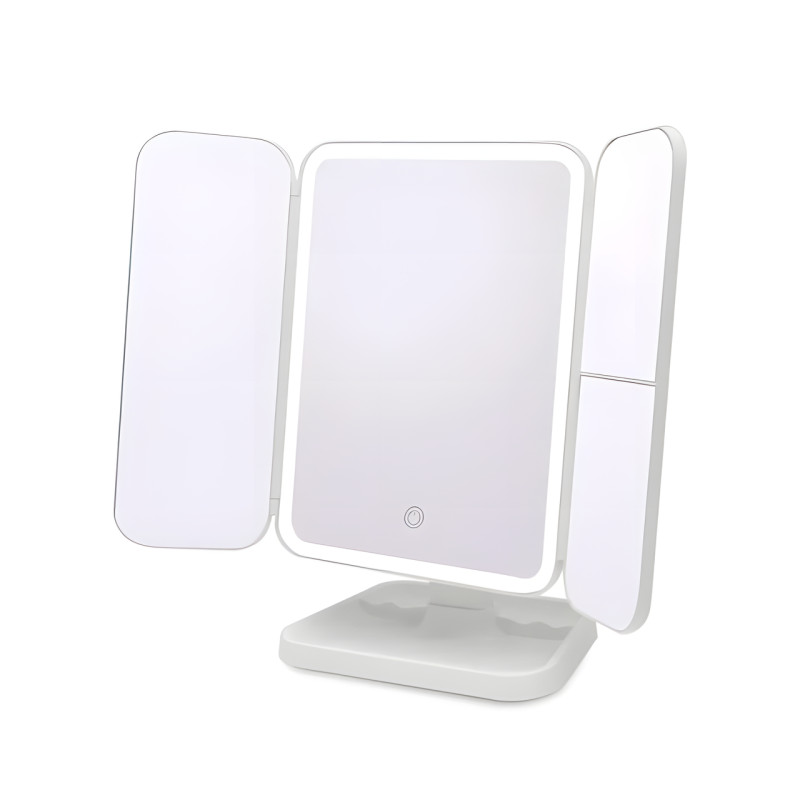 Зеркало для макияжа тройное LED XW-810, С подсветкой, до 4 часов работы от аккумулятора фото - 5