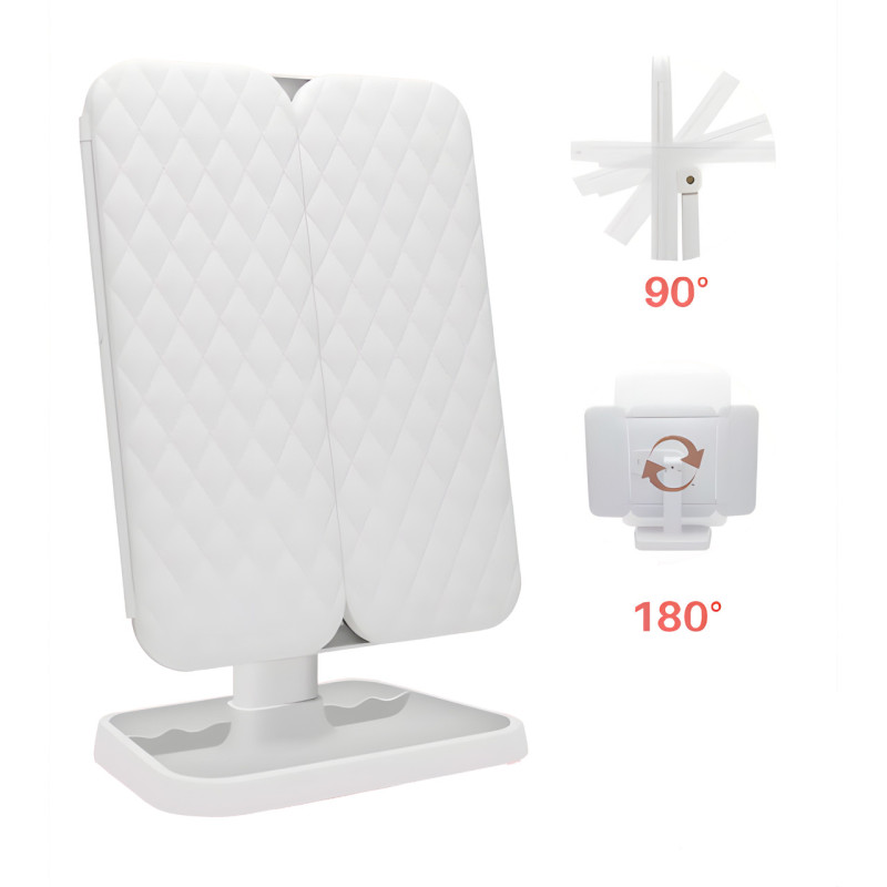 Зеркало для макияжа тройное LED XW-810, С подсветкой, до 4 часов работы от аккумулятора фото - 7