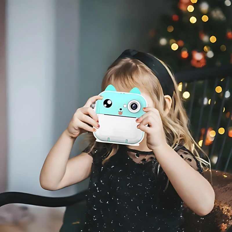 Дитячий фотоапарат "Гострі вушка" Q5 APP з екраном, миттєвий друк фото, синій фото - 8