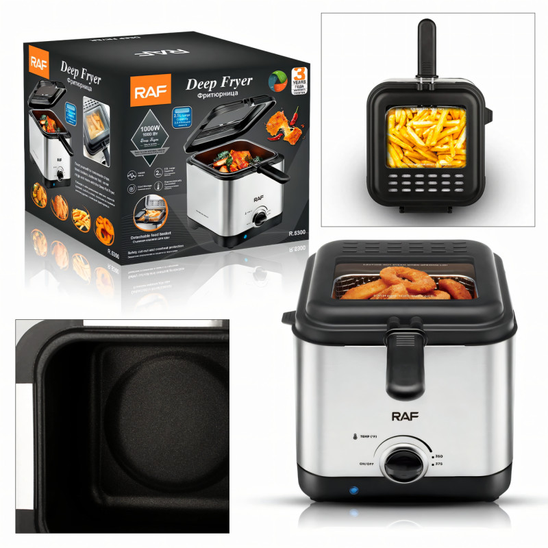 Электрическая фритюрница 2.5 л для жарки без масла, 1000 Вт, Deep Fryer RAF R5300, воздушный гриль, аэрофритюр фото - 10
