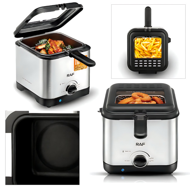 Электрическая фритюрница 2.5 л для жарки без масла, 1000 Вт, Deep Fryer RAF R5300, воздушный гриль, аэрофритюр