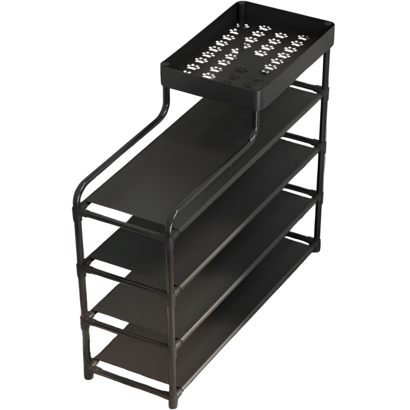 Напольная металлическая полка для обуви в прихожую Shoe rack BLACK 60 *21*78 см. фото - 6