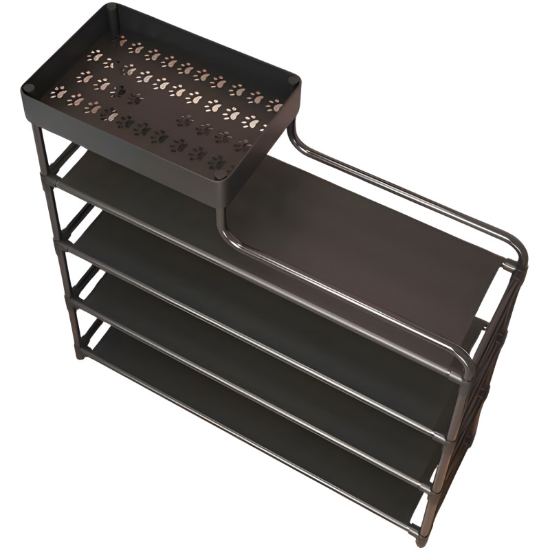 Напольная металлическая полка для обуви в прихожую Shoe rack BLACK 60 *21*78 см. фото - 7