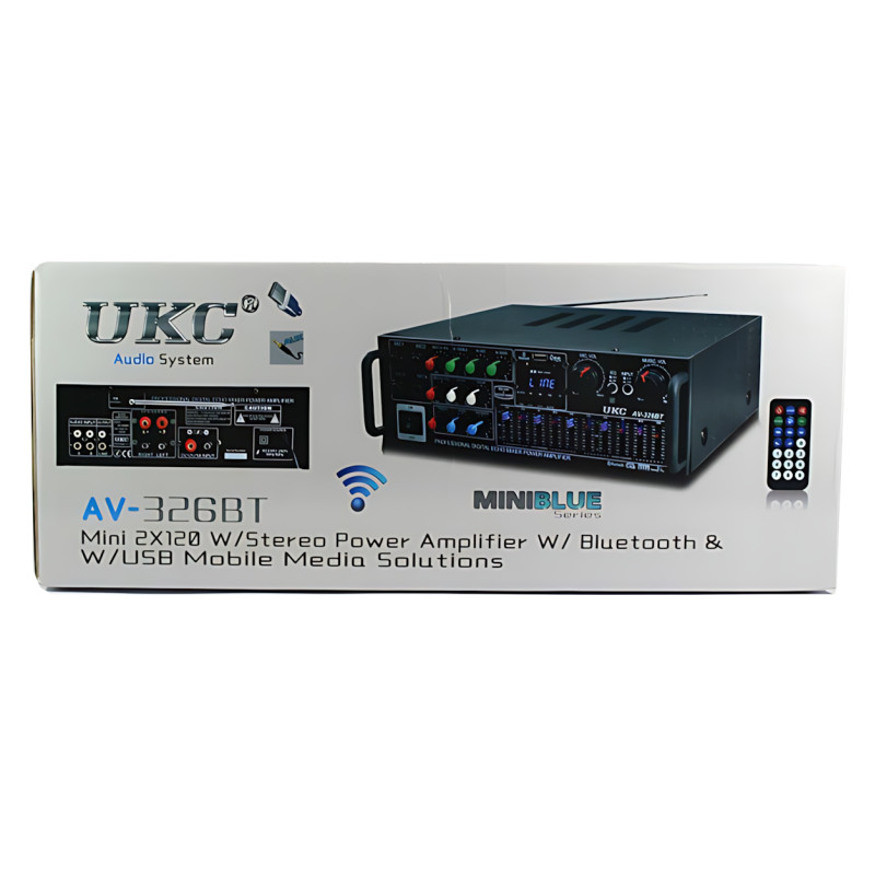 Усилитель звука AMP-326BT 300 Вт с Bluetooth, FM-радио, USB, SD, караоке, эквалайзером и пультом, стерео аудиоусилитель 2×150 Вт фото - 10