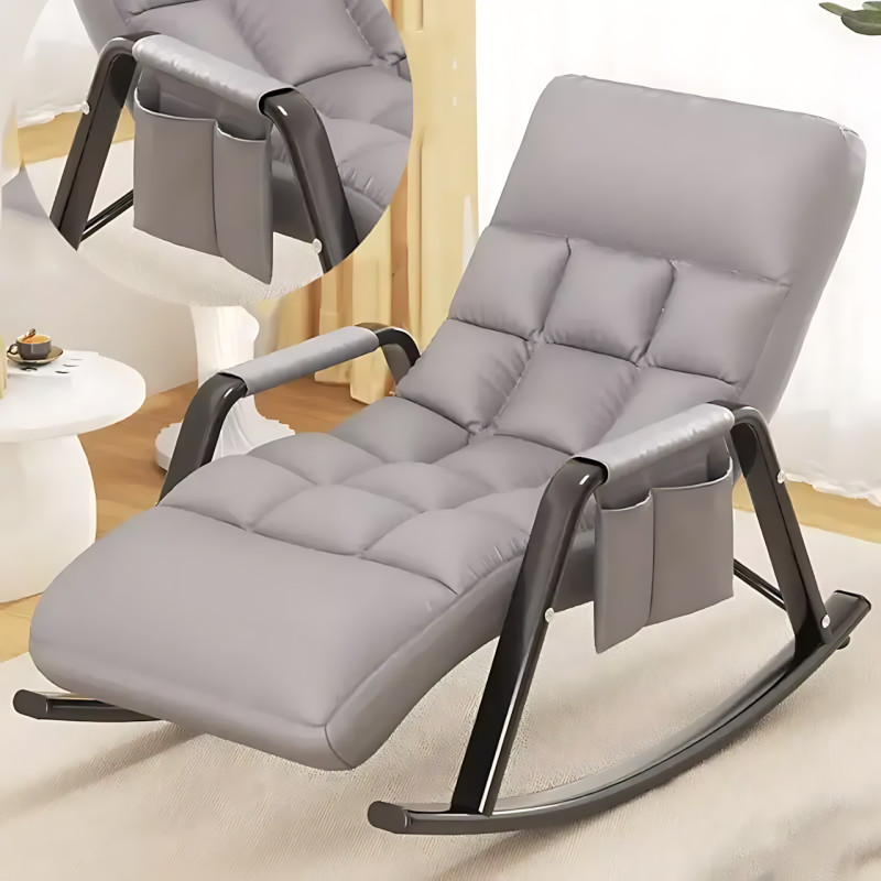 Крісло-гойдалка-ліжко Y-03, з регульованою спинкою, металевою рамою, тканинне, 145х60 см, сірий фото - 34