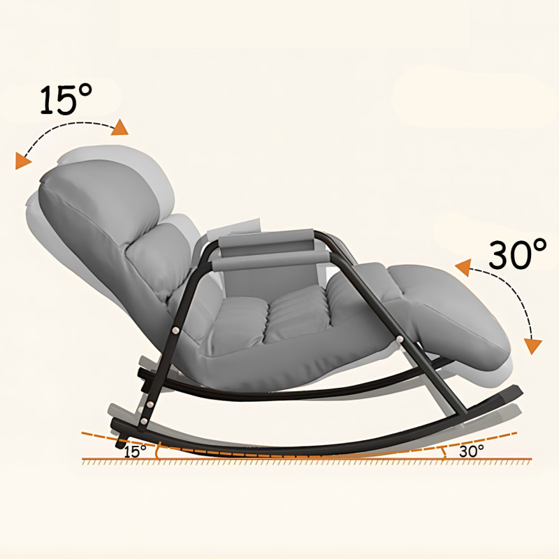 Крісло-гойдалка-ліжко Y-03, з регульованою спинкою, металевою рамою, тканинне, 145х60 см, сірий фото - 41