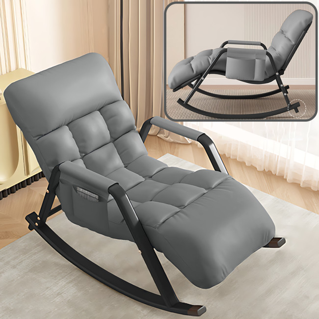 Крісло-гойдалка-ліжко Y-03, з регульованою спинкою, металевою рамою, тканинне, 145х60 см, сірий