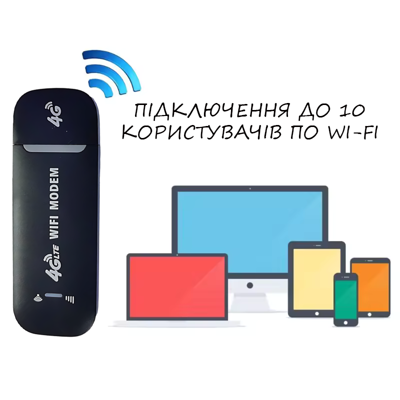 Мобільний 4G модем USB, роутер 3in1 WI-FI для sim, 3G/4G LTE HotSpot до 150 Мбіт/сек фото - 6