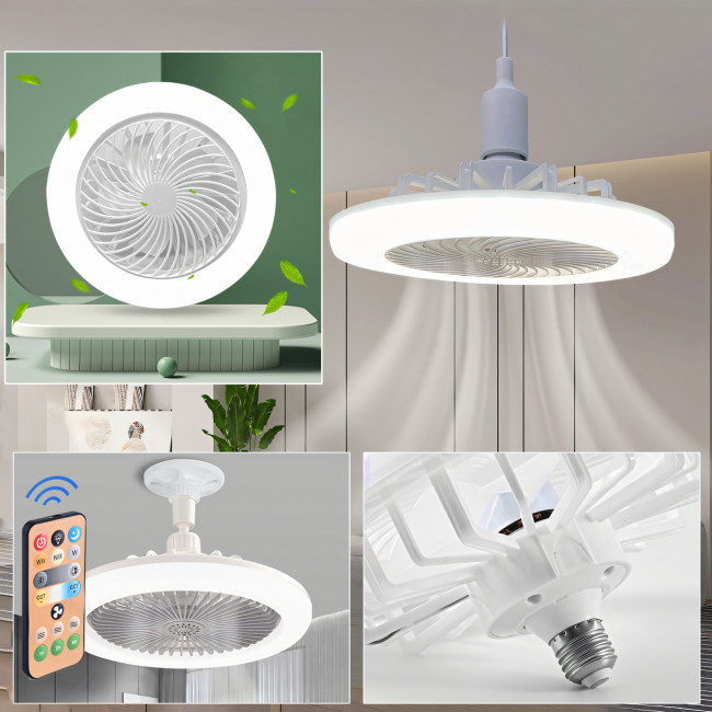 Лампа-вентилятор LED в патрон E27, светодиодная люстра с вентилятором, LED вентилятор LK23 с пультом