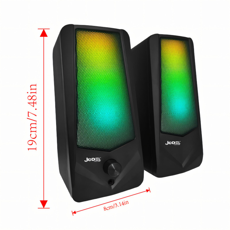 Колонки для PC 2.0 JEDEL S523. USB-динамік RGB з Bluetooth. Настільна стереоколонка для комп'ютера, 19x8 см. фото - 2
