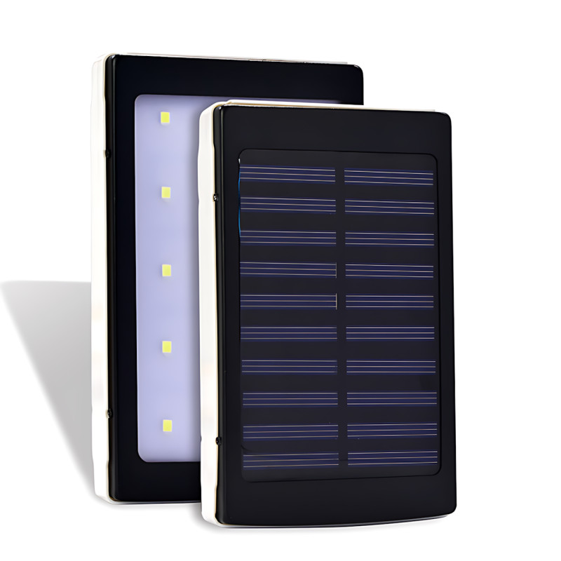 Металлический POWER BANK 90000mah (реальный 4800) с солнечной зарядкой и ярким LED фонариком фото - 2