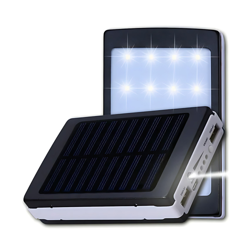 Металлический POWER BANK 90000mah (реальный 4800) с солнечной зарядкой и ярким LED фонариком фото - 8