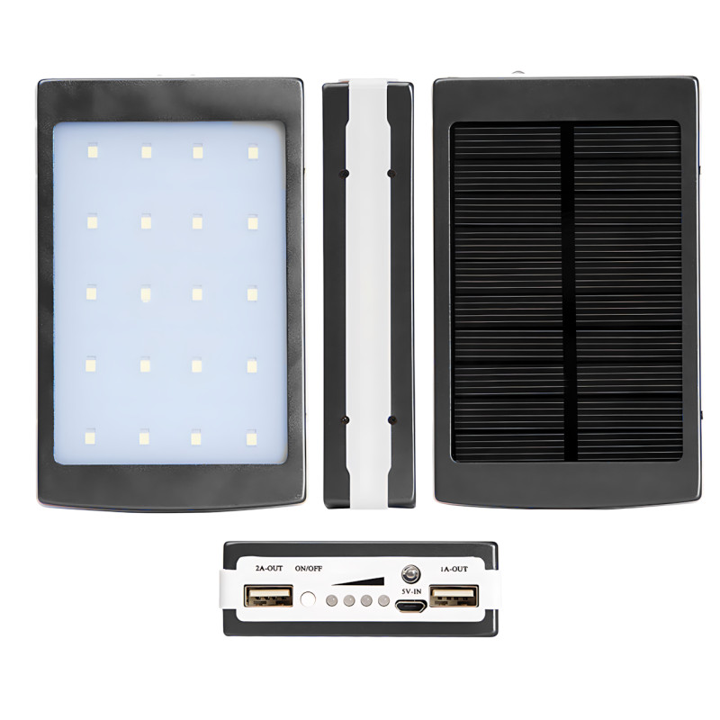 Металлический POWER BANK 90000mah (реальный 4800) с солнечной зарядкой и ярким LED фонариком фото - 5