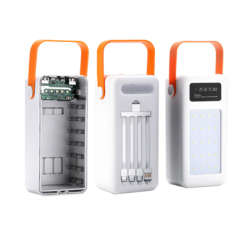 Портативное зарядное AND YM-639CX на солнечной батарее, power bank 120000 mAh с USB и встроенными кабелями фото - 2