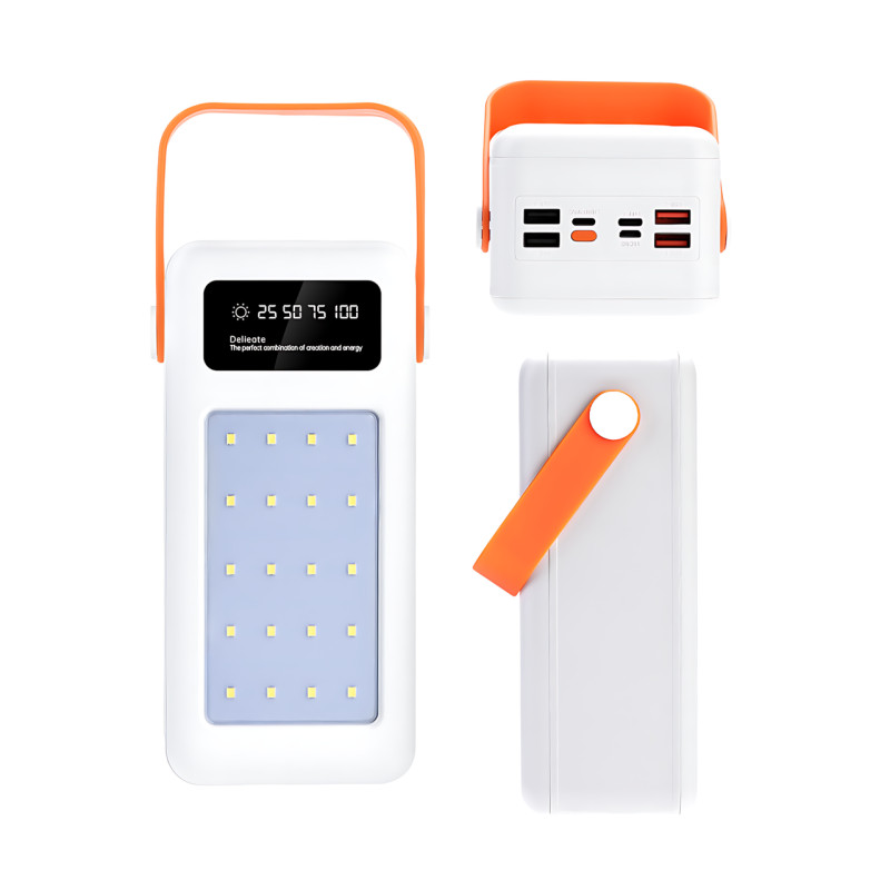 Портативное зарядное AND YM-639CX на солнечной батарее, power bank 120000 mAh с USB и встроенными кабелями фото - 4
