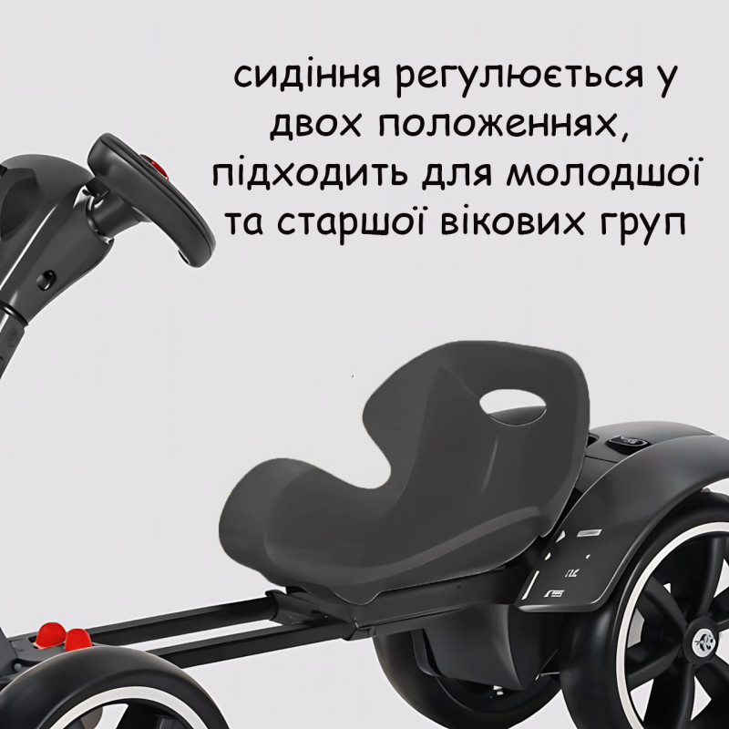 Складаний дитячий електромобіль M-6072, 6V 4.5 Ah, до 6 км/год, з підсвіткою й музикою, 3-8 років, чорний фото - 6