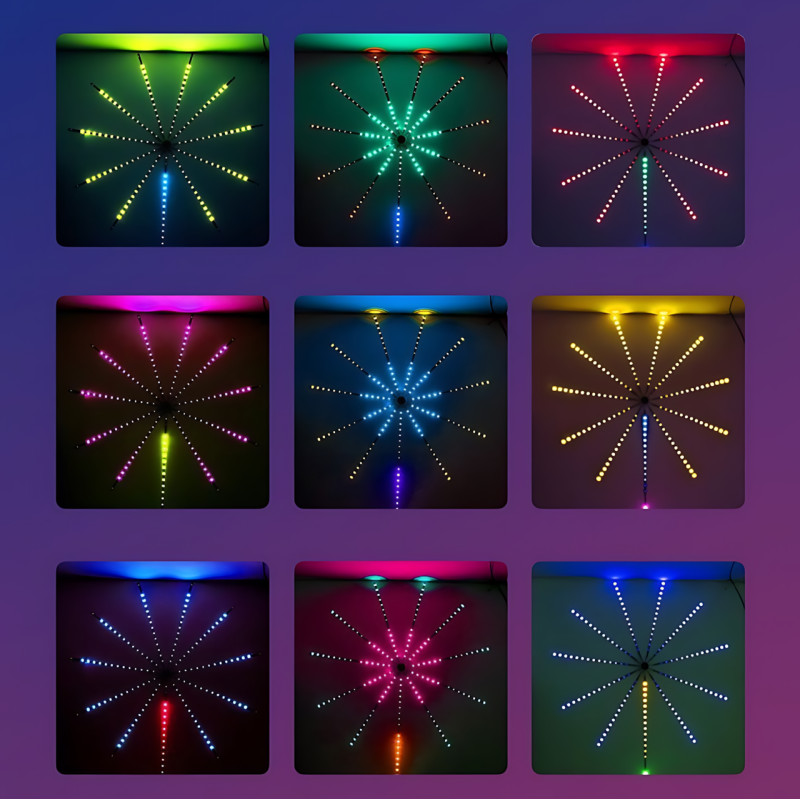 Светодиодный Led фейерверк SFK-18, программируемая USB лента на стену с APP Bluetooth, 1 м + 10 лент по 0.5 м фото - 2