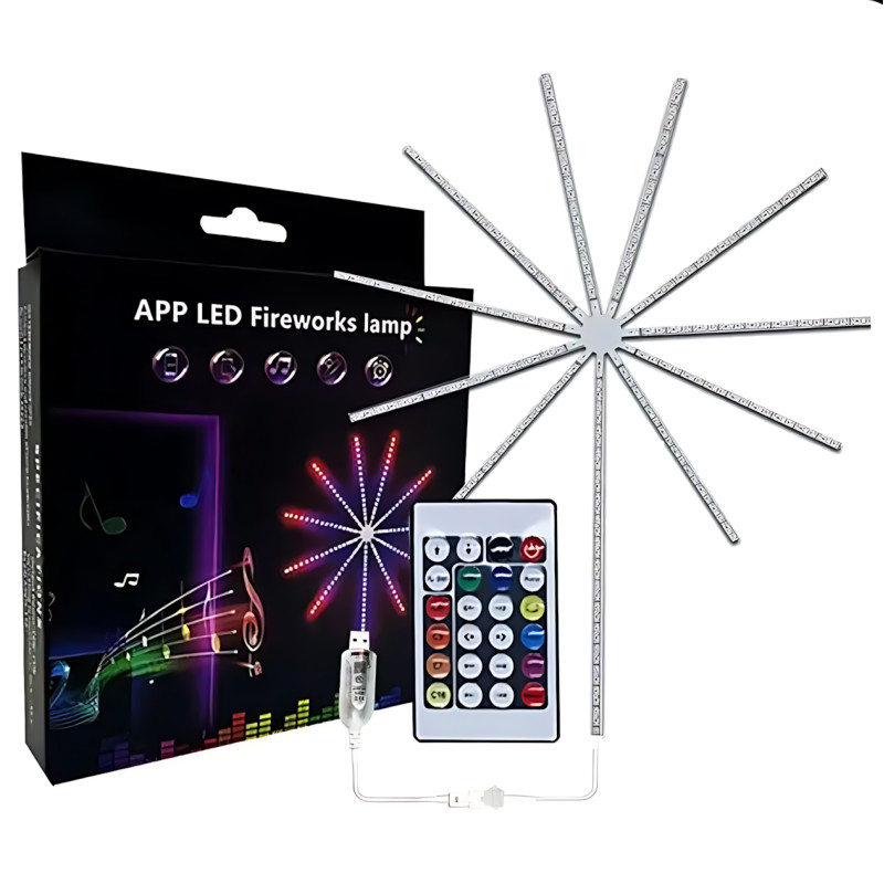 Светодиодный Led фейерверк SFK-18, программируемая USB лента на стену с APP Bluetooth, 1 м + 10 лент по 0.5 м фото - 9