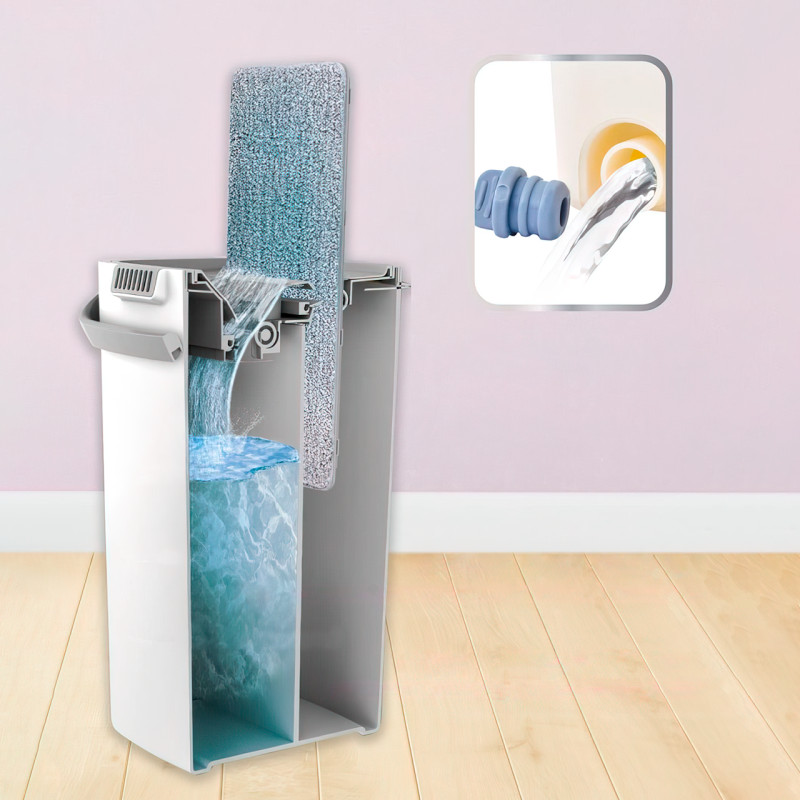 Швабра лентяйка с автоматическим отжимом Scratch Cleaning Mop с ведром фото - 4