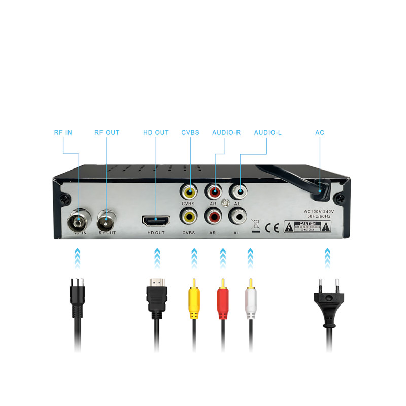 Цифрова приставка YASIN T8000 (DVB-T2) роз'єм під wi-fi, LED-дисплей, підтримка Dolby Digital, металева фото - 4