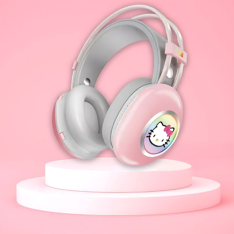 Навушники Bluetooth Hello Kitty PG-706H з RGB підсвічуванням, мікрофоном, підтримкою карт пам'яті фото - 10
