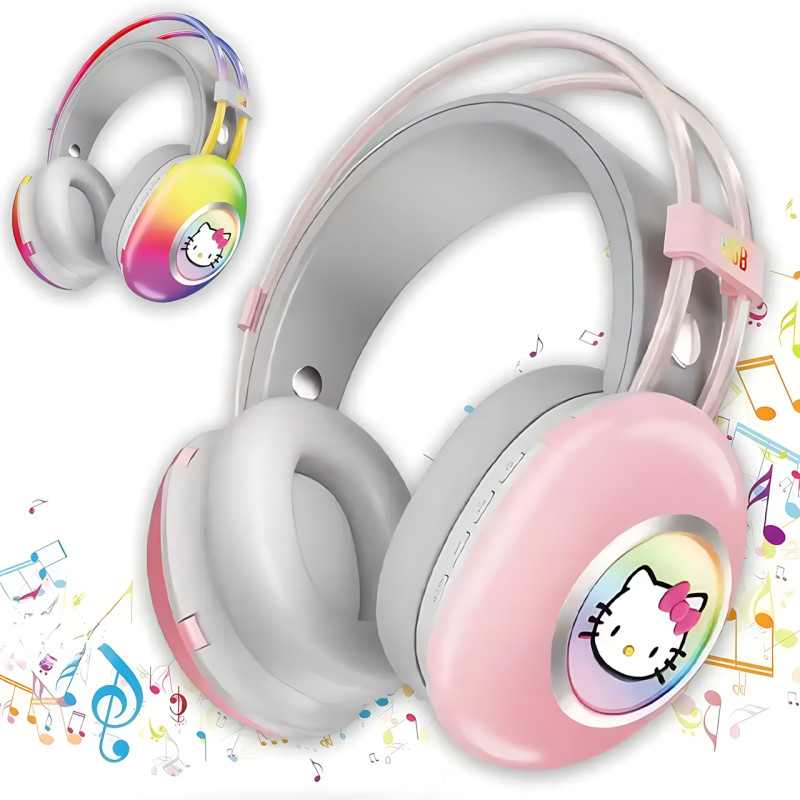 Навушники Bluetooth Hello Kitty PG-706H з RGB підсвічуванням, мікрофоном, підтримкою карт пам'яті фото - 2