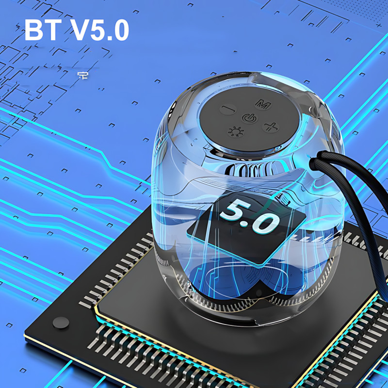 Портативна Bluetooth-колонка UKC SH-309, 5 Вт, 800 мА·год, RGB LED-підсвітка, TWS, FM, USB/TF/AUX, Type-C Синій фото - 5