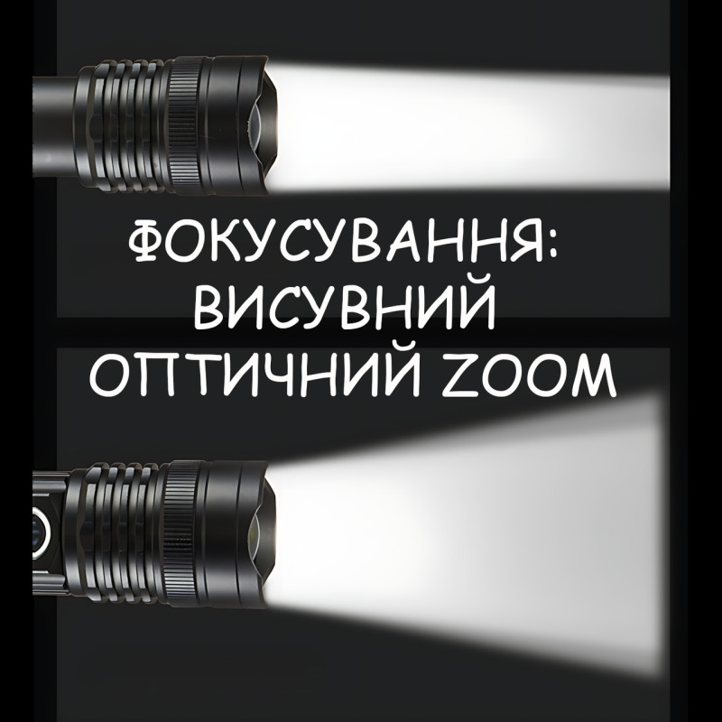 Тактичний LED ліхтар Bailong BL-A91-P50, Cree XMP50, Zoom, 3 режими, USB-зарядка microUSB, акумулятор 18650, вологозахищений фото - 4