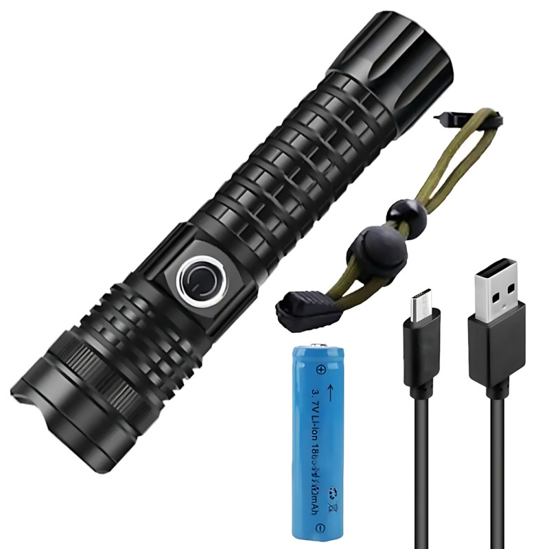 Тактичний LED ліхтар Bailong BL-A91-P50, Cree XMP50, Zoom, 3 режими, USB-зарядка microUSB, акумулятор 18650, вологозахищений фото - 8