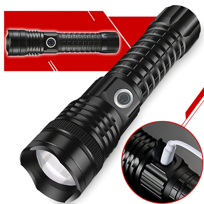 Тактичний LED ліхтар Bailong BL-A91-P50, Cree XMP50, Zoom, 3 режими, USB-зарядка microUSB, акумулятор 18650, вологозахищений