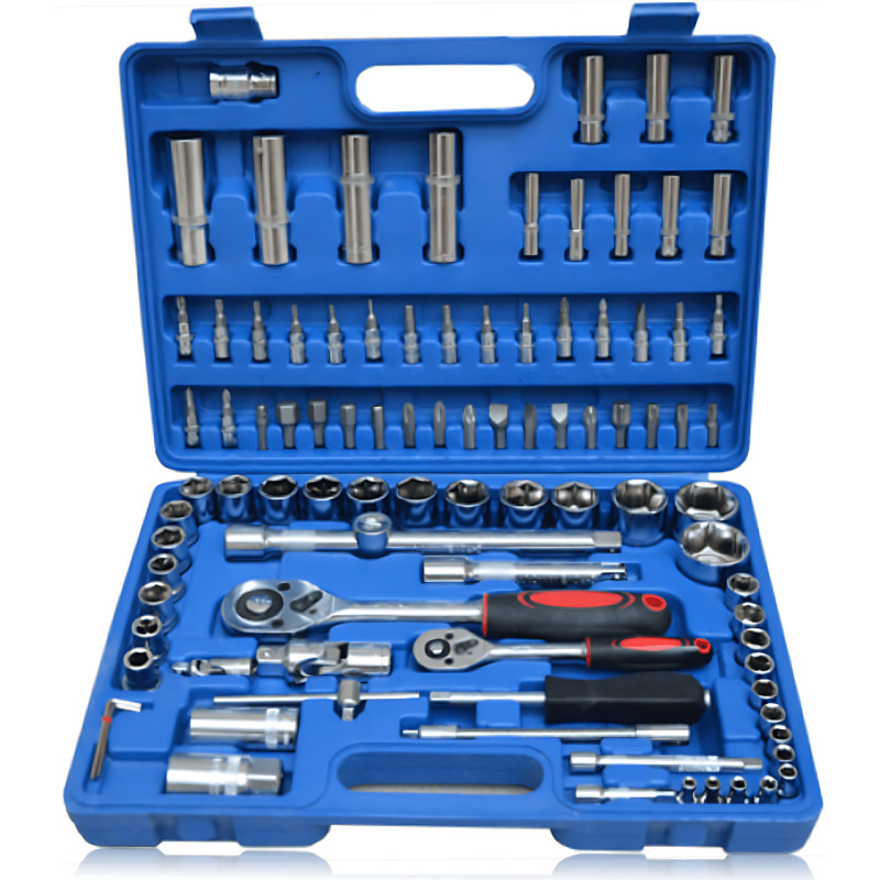 Набір головок ZHONGXIN 94 предмети 1/4" і 1/2" DR, Torx, хром-ванадій, тріскачки, біти, свічкові головки, синій фото - 2